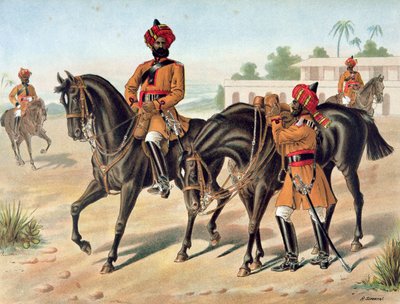 Il 1° Cavalleria del Bengala, Ordine di Revisione, Esercito Anglo-Indiano degli anni 1880 da Richard (after) Simkin