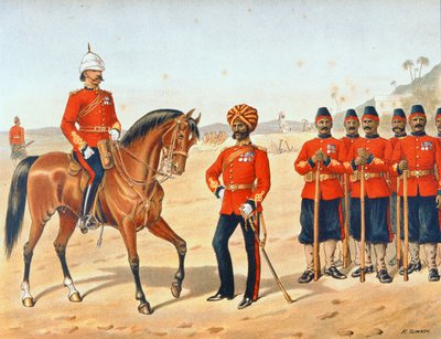 I Genieri e Minatori di Madras della Regina, Ordine di Revisione, Esercito Anglo-Indiano degli anni 1880 da Richard (after) Simkin
