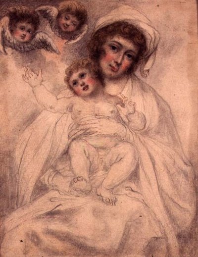 Madre e bambino con cherubini, c.1790 da Richard (attr. to) Cosway