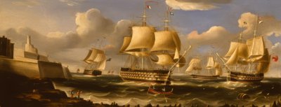 H.M.S. Queen a Valetta / Dipinto di R.B. Spencer, 1848 da Richard B. Spencer