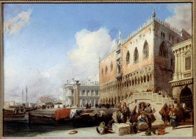 Veduta di Venezia, il Quai des Schiavoni e il Palazzo Ducale Dipinto di Richard Bonington (1801-1828) 1827 da Richard Bonington