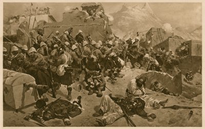92nd Highlanders e 2nd Gurkhas che assaltano Gundi Mulla Sahibdad durante la Battaglia di Kandahar, Afghanistan, Seconda Guerra Anglo-Afgana da Richard Caton II (after) Woodville