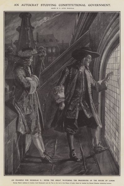 Un autocrate che studia il governo costituzionale da Richard Caton II (after) Woodville