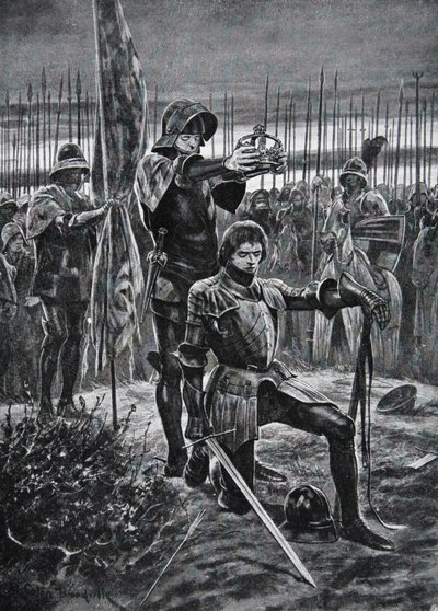 Enrico VII incoronato a Bosworth, illustrazione da 