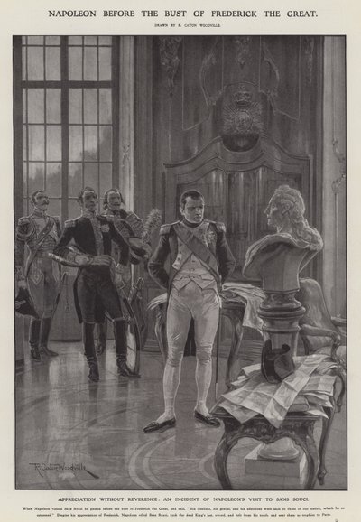 Napoleone davanti al busto di Federico il Grande (litografia) da Richard Caton II (after) Woodville