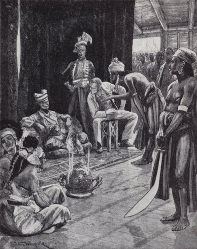Sir James Brooke che negozia un trattato con il Sultano del Brunei per stabilire una colonia britannica nel Borneo da Richard Caton II (after) Woodville