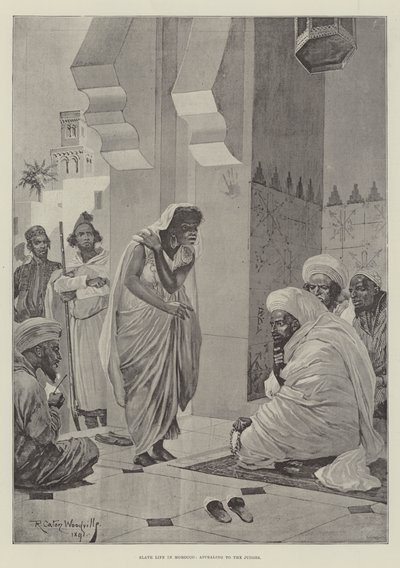 Vita da schiavo in Marocco, appello ai giudici (incisione) da Richard Caton II (after) Woodville