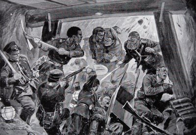 La Guerra Russo-Giapponese: una lotta corpo a corpo nelle opere di terra a Port Arthur, illustrazione da 