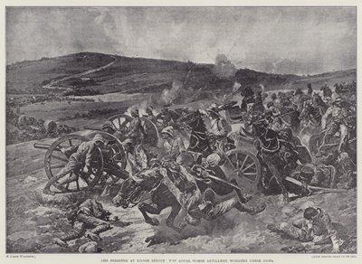 Il disastro a Koorn Spruit, la Royal Horse Artillery al lavoro con i loro cannoni (litografia) da Richard Caton II (after) Woodville