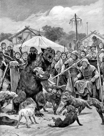 Combattimento con orsi in tempi sassoni, c1920 da Richard Caton II Woodville