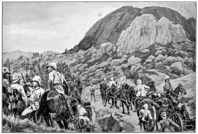 Artiglieria britannica in attacco a Spion Kop, Seconda Guerra Boera da Richard Caton II Woodville
