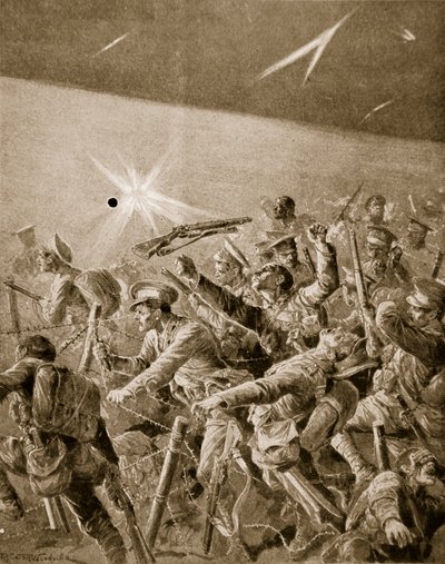 Fanteria britannica che si fa strada attraverso i reticolati tedeschi, 1914-19 da Richard Caton Woodville