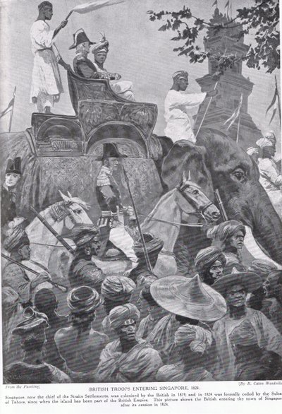 Truppe Britanniche che Entrano a Singapore, 1824, illustrazione da 