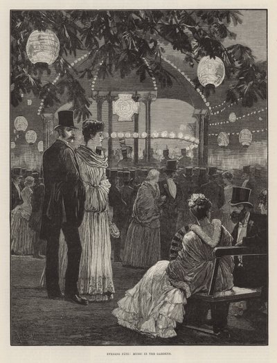 Festa serale a beneficio degli ospedali di Londra - Musica nei giardini da Richard Caton Woodville
