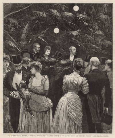 Festa serale a beneficio degli ospedali di Londra - la Principessa di Galles che vende fiori da Richard Caton Woodville