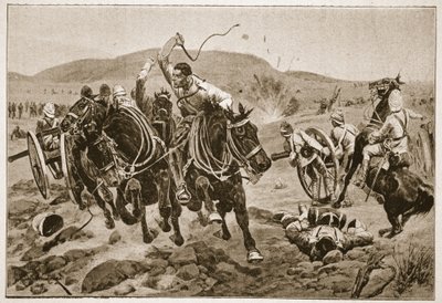 Artiglieria da campo in azione, illustrazione da 