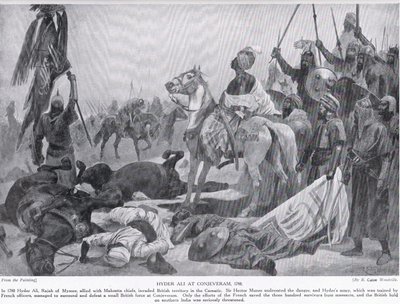Hyder Ali a Conjeveram nel 1780, illustrazione da Hutchinsons History of the Nations da Richard Caton Woodville