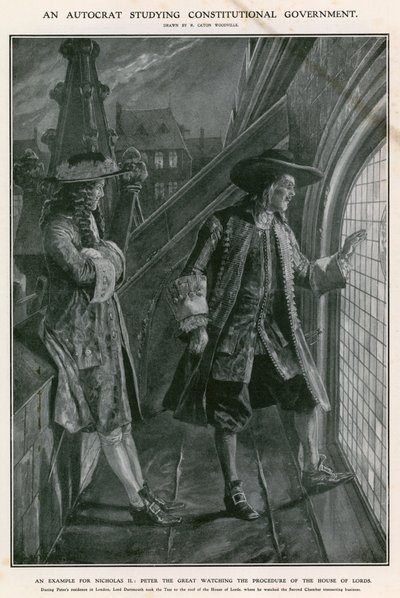 Pietro il Grande osserva la procedura della Camera dei Lord da Richard Caton Woodville