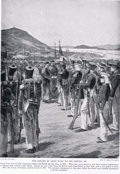 La cessione di Hong Kong ai britannici, 1841, illustrazione da 