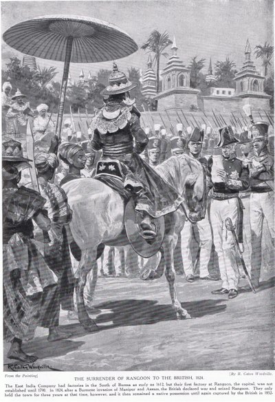 La resa di Rangoon agli inglesi, 1824, illustrazione da 