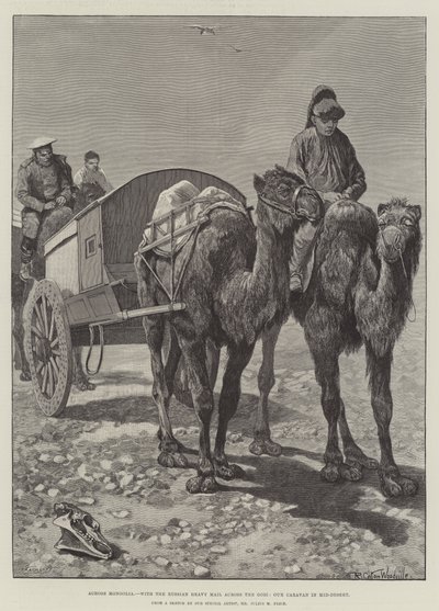 Attraverso la Mongolia, con la Posta Pesante Russa attraverso il Gobi, la nostra Carovana nel Deserto da Richard Caton Woodville junior