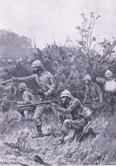 Avanzata delle forze britanniche nella campagna Ashanti del 1873, illustrazione da British Battles on Land and Sea, 1915 da Richard Caton Woodville junior