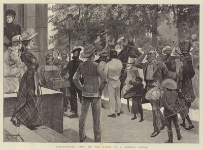 Vita anglo-indiana, sui gradini di un hotel di Bombay da Richard Caton Woodville junior