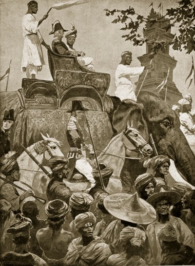 Truppe britanniche che entrano a Singapore, 1824, illustrazione da 