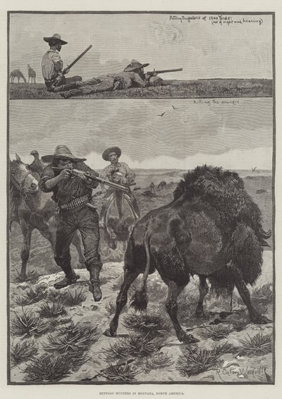 Cacciatori di bufali in Montana, Nord America da Richard Caton Woodville junior