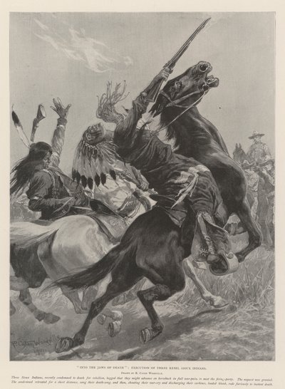 Nelle fauci della morte, esecuzione di tre ribelli Sioux da Richard Caton Woodville junior