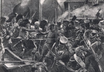 I 42nd Highlanders che cacciano i francesi da Elvina, illustrazione da 