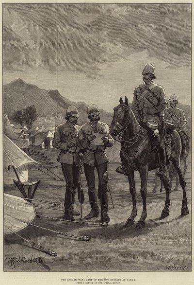 La guerra afgana, campo dei 10th Hussars a Dakka da Richard Caton Woodville junior