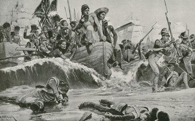 Le truppe britanniche forzano uno sbarco nella baia di Aboukir di fronte alle batterie francesi da Richard Caton Woodville junior