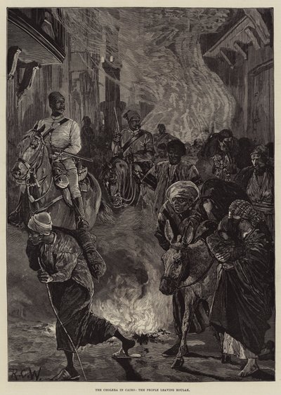 Il colera al Cairo, la gente che lascia Boulak da Richard Caton Woodville junior