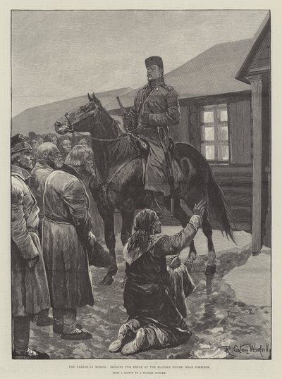 La carestia in Russia, chiedendo pane alla casa del sindaco, vicino a Simbirsk da Richard Caton Woodville junior