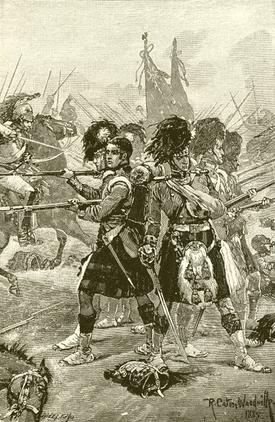 I Quarantaduesimi Highlanders a Quatre Bras da Richard Caton Woodville junior