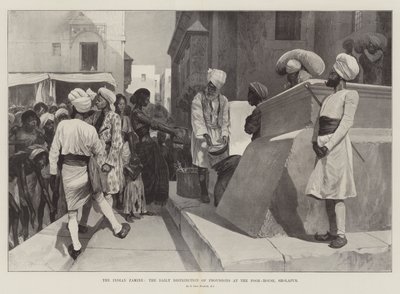 La Carestia Indiana, la Distribuzione Quotidiana di Provviste alla Casa dei Poveri, Sholapur da Richard Caton Woodville junior