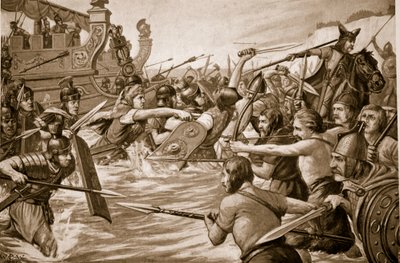 Lo sbarco di Giulio Cesare, illustrazione da 
