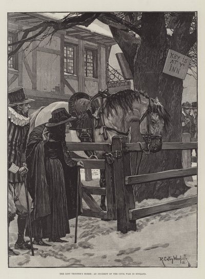 Il cavallo del soldato disperso, un incidente della guerra civile in Inghilterra da Richard Caton Woodville junior