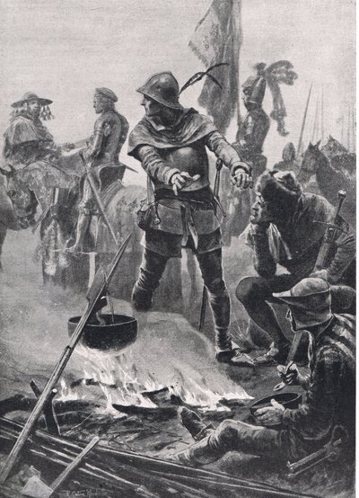 Il Principe di Galles che saluta il Cardinale de Talleyrand-Perigord la mattina della Battaglia di Poitiers, 19 settembre 1356, illustrazione da British Battles on Land and Sea, pubblicato da Casse da Richard Caton Woodville junior