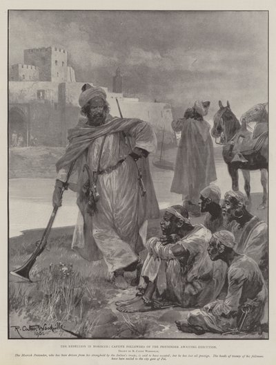 La ribellione in Marocco, seguaci prigionieri del pretendente in attesa di esecuzione da Richard Caton Woodville junior
