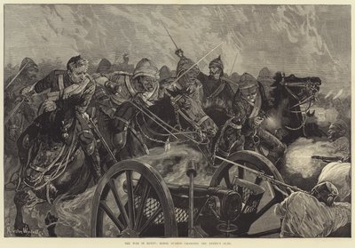 La guerra in Egitto, le guardie a cavallo caricano i cannoni del nemico da Richard Caton Woodville junior