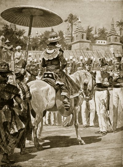 La resa di Rangoon agli inglesi, 1824, illustrazione da 
