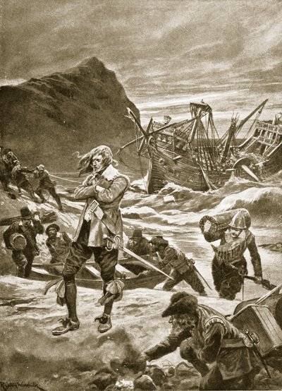 Naufragato alle Bermuda, 1609, illustrazione da 