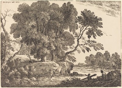 Paesaggio con gruppo di alberi circondati dall