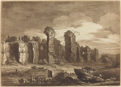 Veduta dei resti delle Terme di Caracalla, presa dai giardini dei Gesuiti a Roma da Richard Cooper II