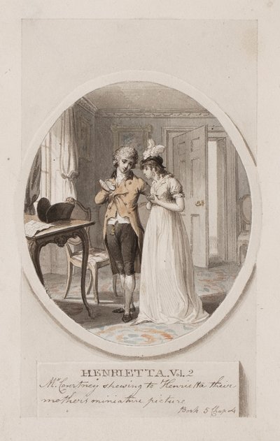 Mr Courtney mostra a Henrietta il ritratto in miniatura della loro madre, Libro 5 Capitolo 4, illustrazione per un