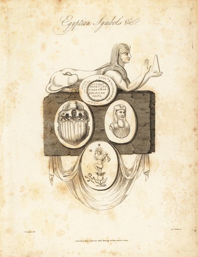 Sfinge egizia, scarabeo, Horus, ecc., 1823 da Richard Dagley