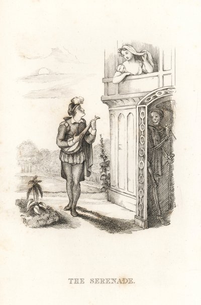 Lo scheletro della Morte e il menestrello, 1827 (incisione) da Richard Dagley