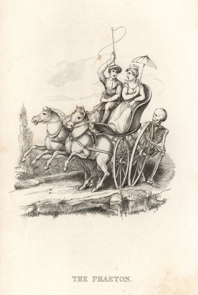 Lo scheletro della Morte e il Phaeton, 1827 (incisione) da Richard Dagley